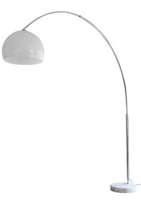 SalesFever Bogenlampe XXL 230 cm | höhenverstellbar | Ø Lampenschirm 40 cm | echter Marmorfuß | B 220 x T 40 x H 230 cm | weiß