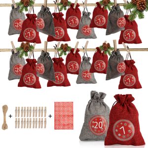 Jopassy Adventskalender zum Befüllen adventskalender befüllen geschenktüte zu weihnachten Weihnachten Säckchen Decor 24 Stoffbeutel(2 Farben)