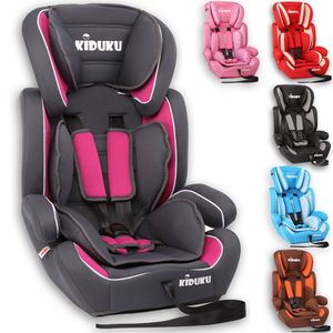 KIDUKU® Autokindersitz Kinderautositz Autositz Kindersitz 9-36kg Gruppe 1+2+3 Grau/Pink