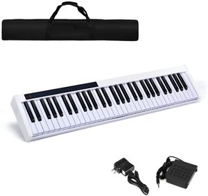 Digital Piano mit Bluetooth, elektronisches Klavier mit Tragetasche, 61 Tasten E-Klavier, Keyboard mit 128 Töne & Rhythmen, MIDI/USB-Schnittstelle Multifunktion für Anfänger und Kinder (Weiß)
