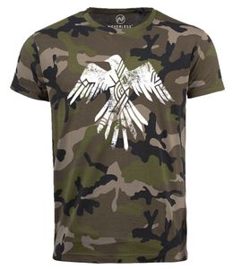 Herren Camo-Shirt Bedruckt Adler Motiv Print Aufdruck Ethno Aztec Eagle Camouflage Tarnmuster Neverless® camo XL