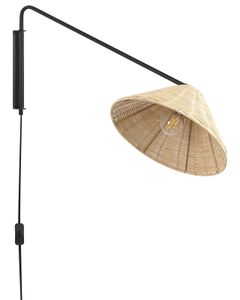 BELIANI Wandleuchte Natürlich Rattan Kegelform 1-Flammig Verstellbarer Arm und Schirm Kabel mit Schalter Modern Boho Beleuchtung Leuchte Wanddeko