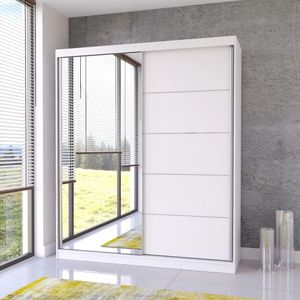 Schwebetürenschrank Kleiderschrank Schrank Schiebetürenschrank 183 cm Weiss/Weiss mit Spiegel Bella 03 Schwebetürenschrank Kleiderschrank Schrank Schiebetürenschrank 183 cm Weiss/Weiss mit Spiegel Bella 03