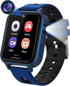 Topchances Dětské hry Smartwatch, chytré hodinky pro děti s dotykovým displejem, 18 her, fotoaparát, krokoměr, budík, MP3 hudební přehrávač pro děti, chlapce, dívky, Vánoce, narozeniny Tmavě modrá