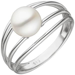 Gr. 60 - Damen Ring 585 Gold Weißgold 1 Süßwasser Perle Perlenring