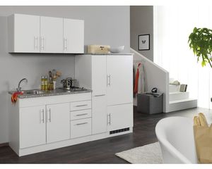 Held Möbel Küchenzeile mit Geräten Toronto 210 cm Frontfarbe weiß Matt Korpusfarbe weiß