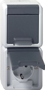 GIRA SCHUKO-Steckdose-Doppel senkrecht WG AP Grau 078030
