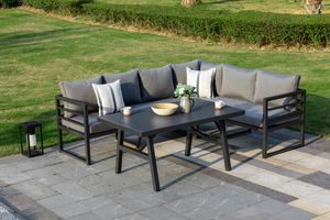 XL Alu Dining Eck-Lounge Set Java / Schenkel variabel stellbar / Sunbrella ® Bezug 100% Wetterfest