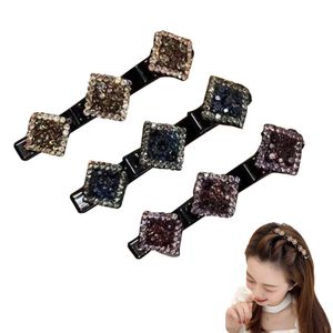 3 Stück Kolibri Haarspange mit Kristallblume,haarspange,Haarklammern,Funkelnde Kristallstein-geflochtene Haarspangen für Damen Mädchen