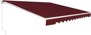 300cm Einziehbare Markise mit Handkurbel, Gelenkarmmarkise Winkeleinstellbar(5-35°), Balkonmarkise Wasserdicht & Sonnenschutz (Rot)