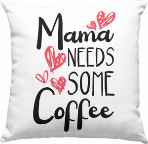 Trendation - Mama Deko-Kissen mit Füllung 40x40 mit Spruch Geschenk Muttertag von Tochter Sohn Mutter  Deko-Kissen mit Füllung 40x40 Spruch Kaffeeliebhaber (Blau)