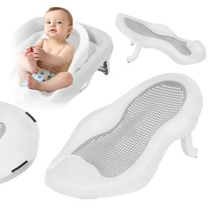 Primabobo® Baby Badesitz Badewannensitz aus Silikon Ergonomischer Anti-Rush Liegesitz 0-12 Monate Faltbare Grau