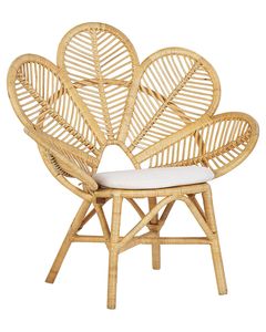 BELIANI Paví křeslo Béžové ratanové bavlněný polštář zahrada vnitřní venkovní boho