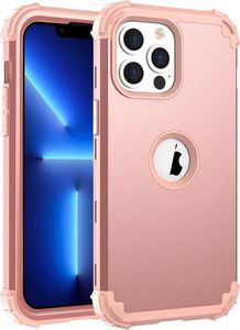 iPhone 13 Pro Max Hülle, 3 in 1 Hybrid PC TPU Stossfest Robust Schutzhülle für iPhone 13 Pro Max Roségold