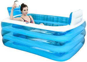 Gweat Blau Aufblasbare Badewanne die Wanne gefaltet, verdickte Erwachsenen Spa Badewanne Badefass aus Kunststoff