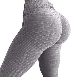 ASKSA Damen Sporthose Anti-Cellulite Compression Leggings Slim Fit Butt Lift Elasticated Trousers Jogginghose(Grau,M)