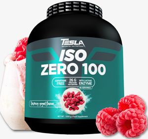 Protein Pulver ISO Zero 2000g Raspberry-Yoghurt Geschmack 88% Proteine von TESLA SPORTS NUTRITION