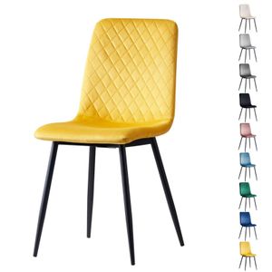 Esszimmerstühle LEXI im 2er Set, mit Samtbezug & Metallbeinen, Designerstuhl, Farbe: Gold-Gelb