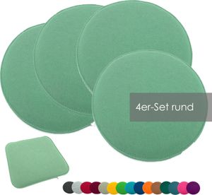 heimtexland ® Sitzkissen Set Filz Stuhlkissen Stuhlauflage Filzkissen Stuhl Polster Kissen Typ631 4er Set 35 cm Rund Mint