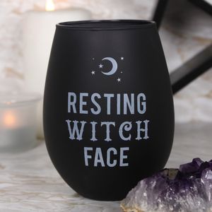 Weinglass mit Aufdruck "Resting Witch Face" - Stielloses Weinglas