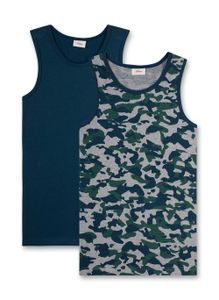 s.Oliver Jungen Unterhemd 2er Pack - Shirt ohne Arme, Baumwolle Stretch Blau/Grau/Grün 164
