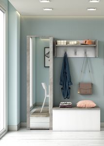 Schuhregal Datura, Mehrzweck - Dielenmöbel mit Spiegeltür, Moderner Schuhschrank mit 7 Einlegeböden, 100%  Italy, 50x32hx182 cm, Weiß und Beton