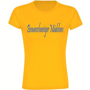 multifanshop Damen T-Shirt - Braunschweig - Braunschweiger Mädchen, gelb, Größe S