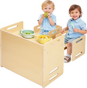 VEVOR Montessori Tisch- und Stuhlset aus Holz für Kinder von 1–5 Jahren, höhenverstellbar, damit Kinder lesen, essen und spielen können – Natur VEVOR Montessori Tisch- und Stuhlset aus Holz für Kinder von 1–5 Jahren, höhenverstellbar, damit Kinder lesen, essen und spielen können – Natur