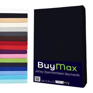 Spannbettlaken Jersey 100% Baumwolle Spannbetttuch in Farbe  Schwarz, Größe 140 x 200 cm