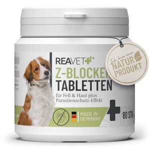 REAVET Z-Blocker Anti Zeckenmittel Hund, 80 Tabletten für über 5 Monate, nie mehr Zecken, Anti Zecken Hund, Zeckenschutz Hund, Zeckenschild