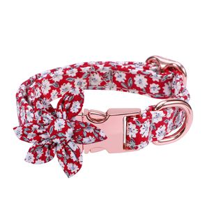 Katzenhalsband Hundehalsband Welpen Katze Haustier Verstellbar Blumendruck Halsband, Rot, 26-42cm