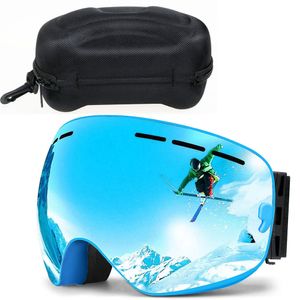 Skibrille Damen Herren, Schneebrille 100% UV-Schutz Skibrille für brillenträger, Anti-Nebel Snowboard Brille Ski Goggles Mit Brillenbox