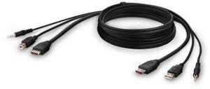 Belkin F1DN1CCBL, 3 m, USB, USB, HDMI, Schwarz, HDMI