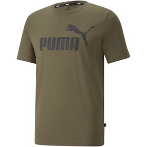 PUMA Herren T-Shirt - ESS Logo Tee, Rundhals, Baumwolle, uni Dunkelgrün 2 M