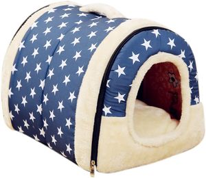 Hundebett Hundehütte, Weiche Katzenhöhle Katzenhaus Haustier Bett Warm Schlafsack mit Abnehmbar Kissen für Hunde Katzen Hasen, Farbe 5, L