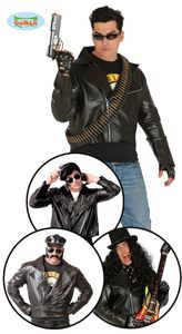 Motorrad Jacke Lederjacke Rockerjacke Kostüm für Herren Jacke schwarz M/L, Größe:L