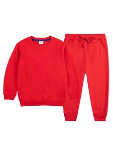 Kinder Elastische Taille Pant Set Sports Crew Neck Sweatsuit Lose Taschentracksanzug, Farbe: Rot, Größe: DE 92