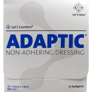 Adaptic non-adhering dressing feuchte Wundauflage, 10 Stück - 7,6x7,6cm