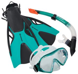 Schnorchel Set CAYMAN petrol-green (3-teilig, im Meshbag)