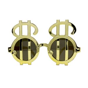 Oblique Unique Dollar Zeichen Brille Partybrille Sonnenbrille für Motto Party Fasching Karneval Kostüm Accessoire - gold