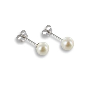 Perlen Ohrstecker: 925 Silber Ohrringe mit Süßwasserperle 5 mm