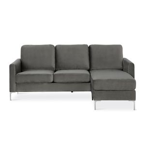 Sofa 3 Sitze mit Chaiselongue in Velvet Grey