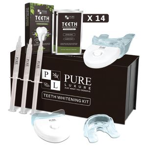 Pure Luxure Teeth whitening kit - LED Zahnaufhellung Set - Inklusive Bleichstreifen - 100% Natürlich Zahnweißungs-Kit - Peroxidfrei Zahnaufhellung Bleaching
