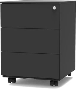 FLEXISPOT Rollcontainer，Büroschrank, kommode, rollcontainer Schreibtisch mit 3 Schublade für Büro, Wohnzimmer & Schlafzimmer,mit Schlüsselschloss(Schwarz)