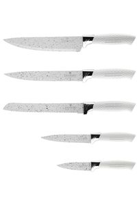 Edënbërg White Line - Kochmesserset - Messerset mit Block - Küchenmesser Sets - Messerblock - 6-tlg