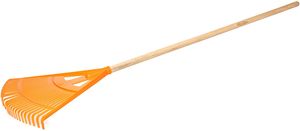 KOTARBAU® Robuster Rechen 580 mm mit Stiel Laubbesen Laubharke Fächerbesen Laubfeger Laubfächer Laubrechen aus Kunststoff Orange