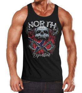 Herren Tank-Top North Wikinger Norwegen Skull Totenkopf Print Muskelshirt Muscle Shirt Neverless® schwarz XXL
