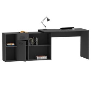 Eckschreibtisch DIEGO Bürotisch Arbeitstisch mit Regal, 120 x 75 x 122 cm in schwarz, 1 Schublade, 4 Fächer verschiedene Aufbaumöglichkeiten