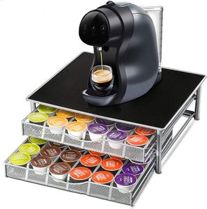 Kaffeekapselhalter Kapselständer mit  2 Schubladen für 72 Kapseln Kapselhalter Kapselspender Behälter 39.4x14.5x35.3cm