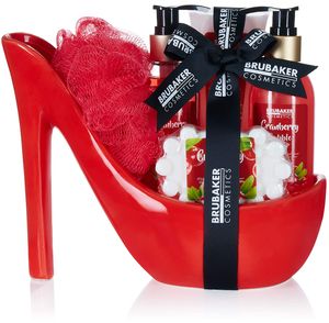 BRUBAKER Cosmetics Luxury Cranberry Beauty Set - 6-dielna súprava do kúpeľa a sprchy - darčeková súprava v keramickej farbe Stiletto Red
